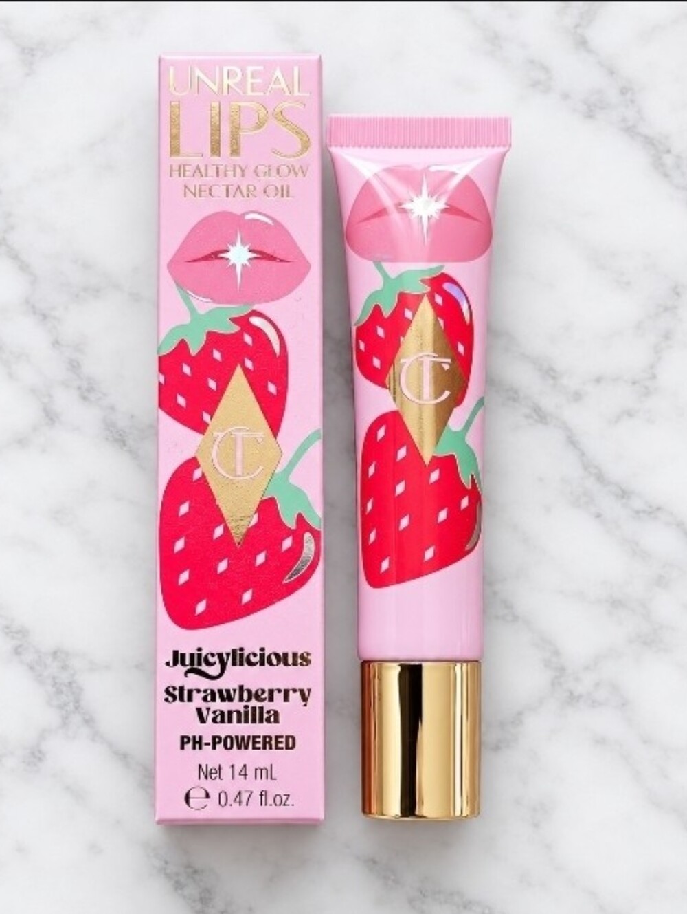Charlotte Tilbury STRAWBERRY VANILLA Unreal Lips Healthy Glow Nectar Oil .47oz